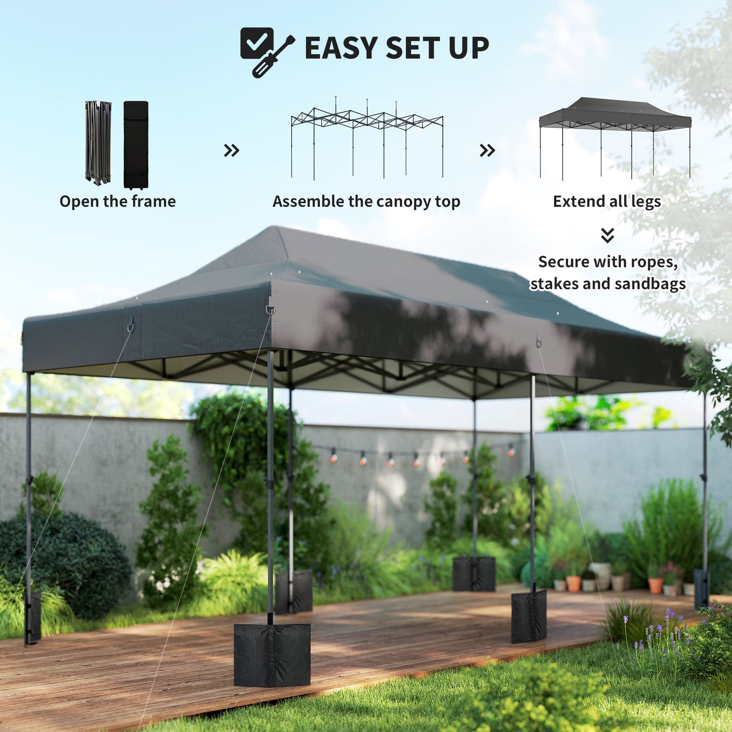 10x20 ft Pop Up Canopy Tent - Heavy Duty UPF50+ Outdoor Shelter