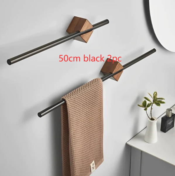 Punch Free Wall-Mounted Towel Rack Hanging Rod - Pull-Out Bathroom Organizer