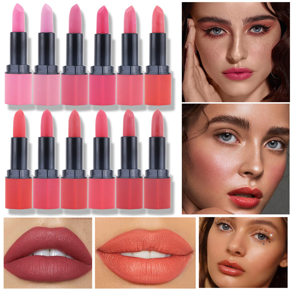 Multicolor Nude Lipstick - Moisturizing Long-Lasting Lip Makeup for Fashion Students