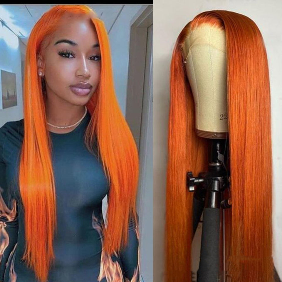 Orange Long Straight Synthetic Wig - 70cm