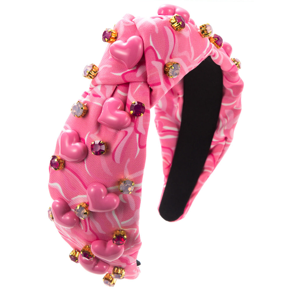 Gem-Inlaid Valentine's Day Headband for Women
