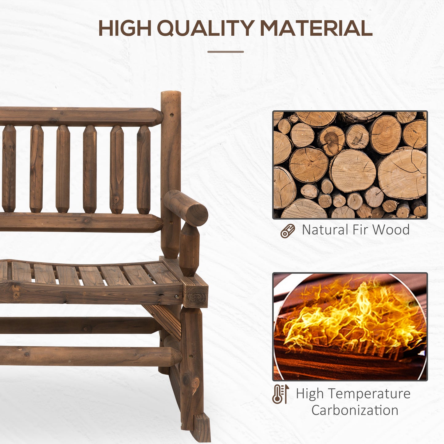 Wood Rocking Chair for Patio - Heavy Duty Loveseat, Walnut