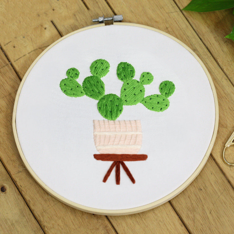DIY Embroidery Kit for Beginners - Handmade Cross Stitch Material Bag with Canvas, Thread & Frame