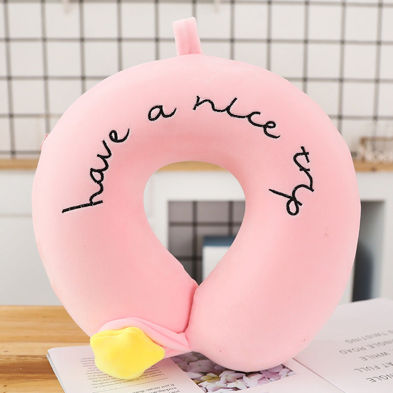 Cartoon Memory Cotton U-Shaped Cervical Pillow - Adjustable Colors