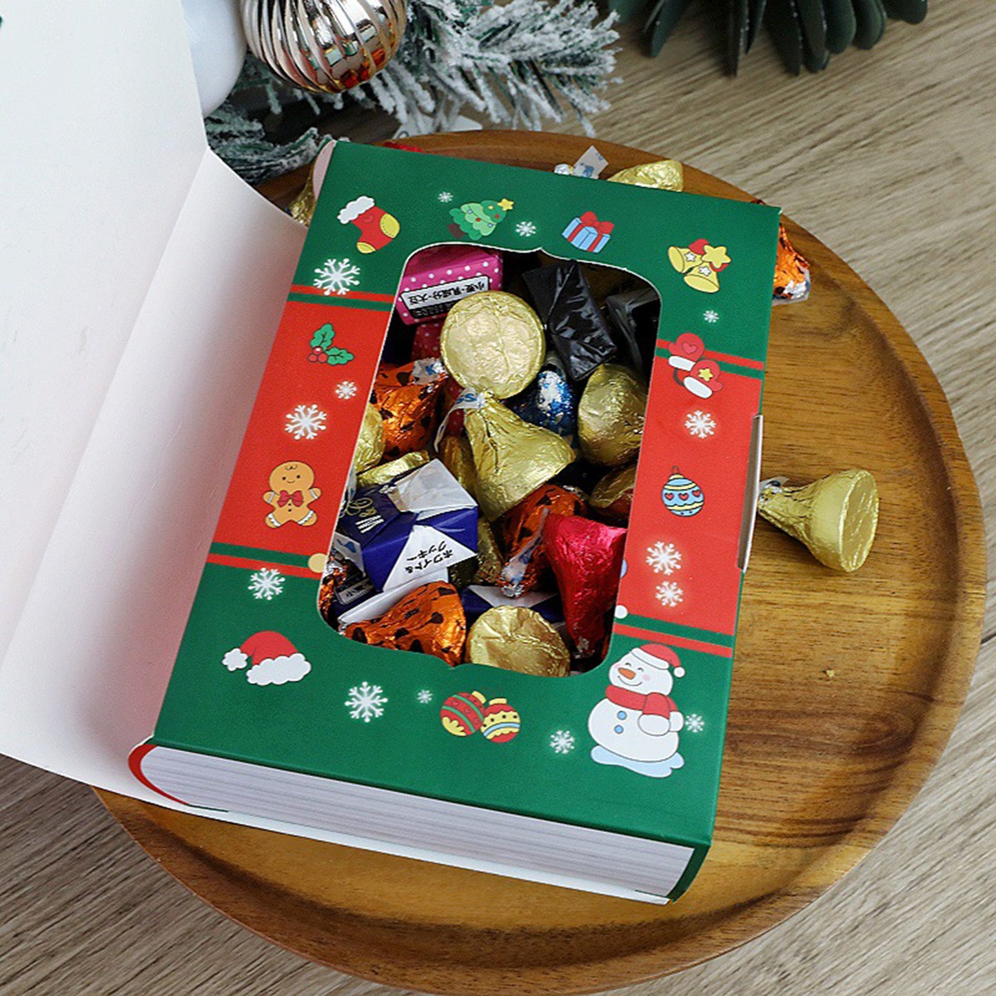 10 Pcs Christmas Treat Boxes - Green Book Shape Candy Boxes