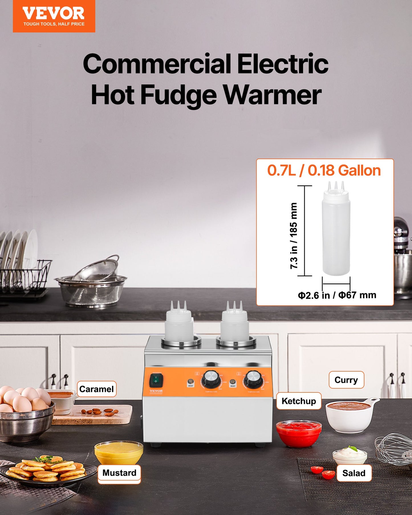 Electric Bottle Warmer 0.8L Food-Grade Stainless Steel Commercial Hot Fudge Warmer