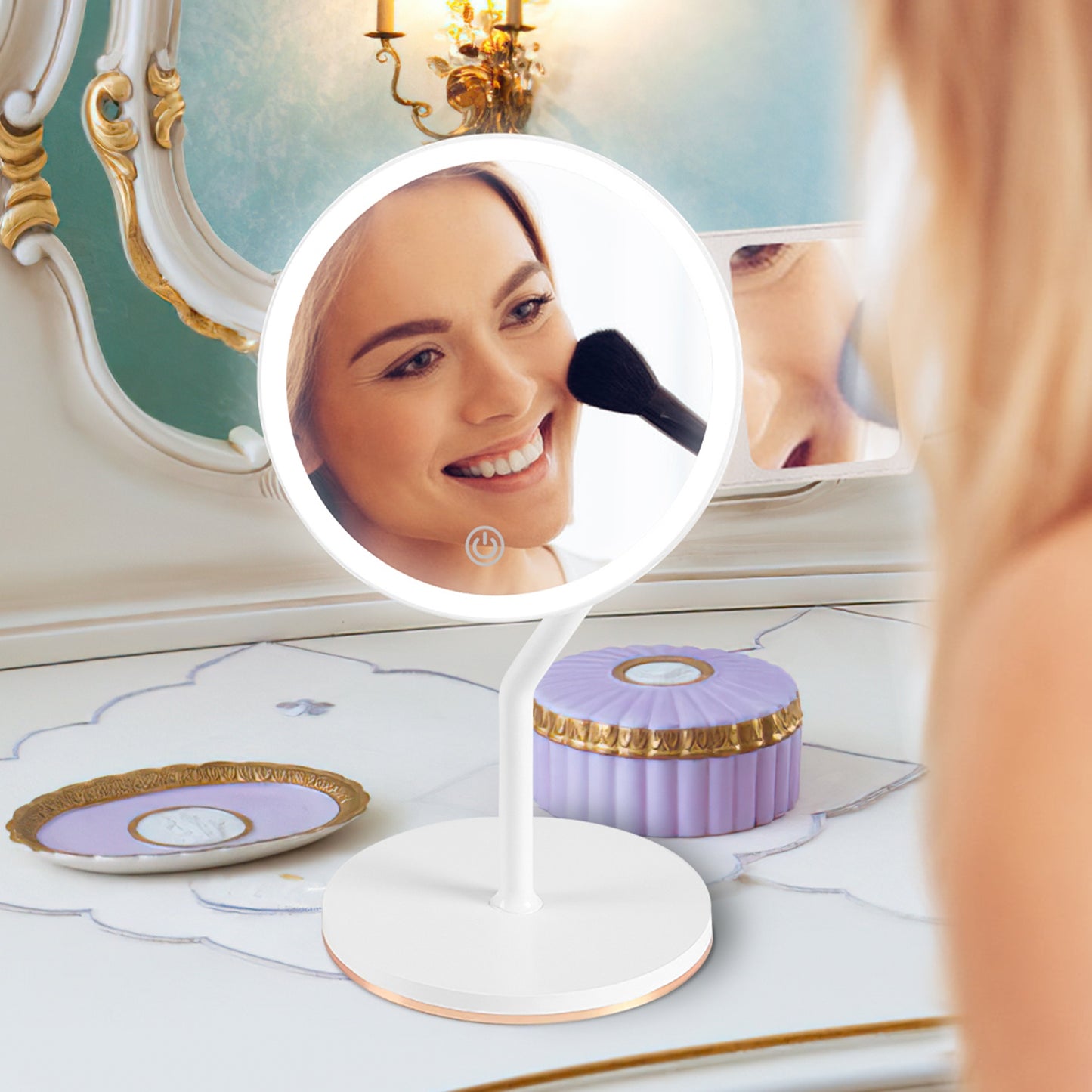 5X Magnifying LED Makeup Mirror, Rechargeable Vanity Mirror with 3 Light Colors