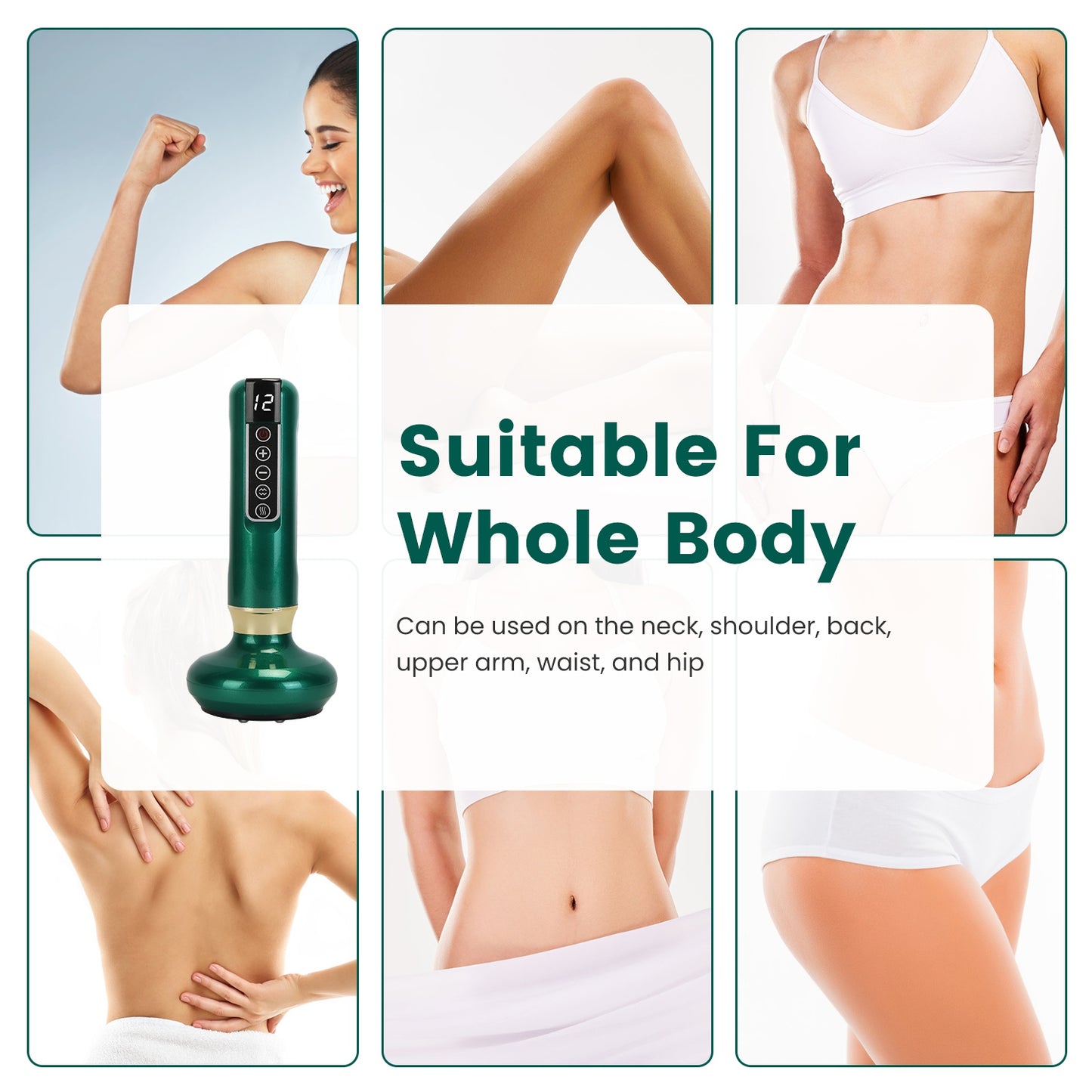 Cordless Anti-Cellulite Vacuum Massager with 12-Level Suction & Heat Therapy