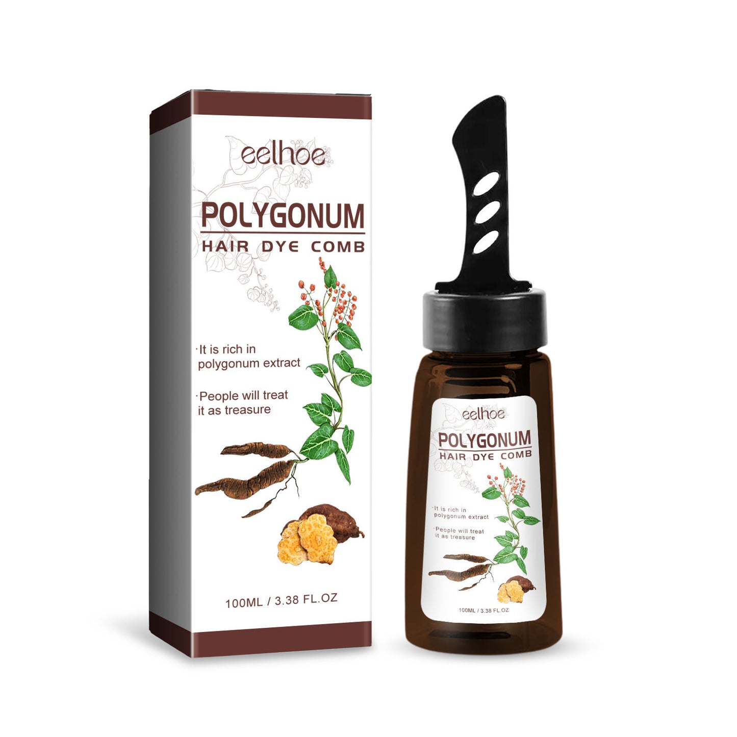 Polygonum Root Hair Dye Comb - Nourishing Black Hair Color Treatment