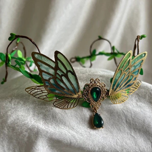 Fairy Style Green Butterfly Wings Headband for Women - Elf Hair Accessory