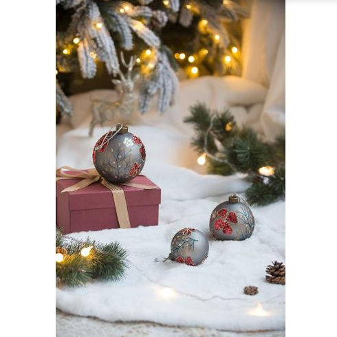 4.7" Glass Christmas Ball Ornaments - Set of 4 Multi Color
