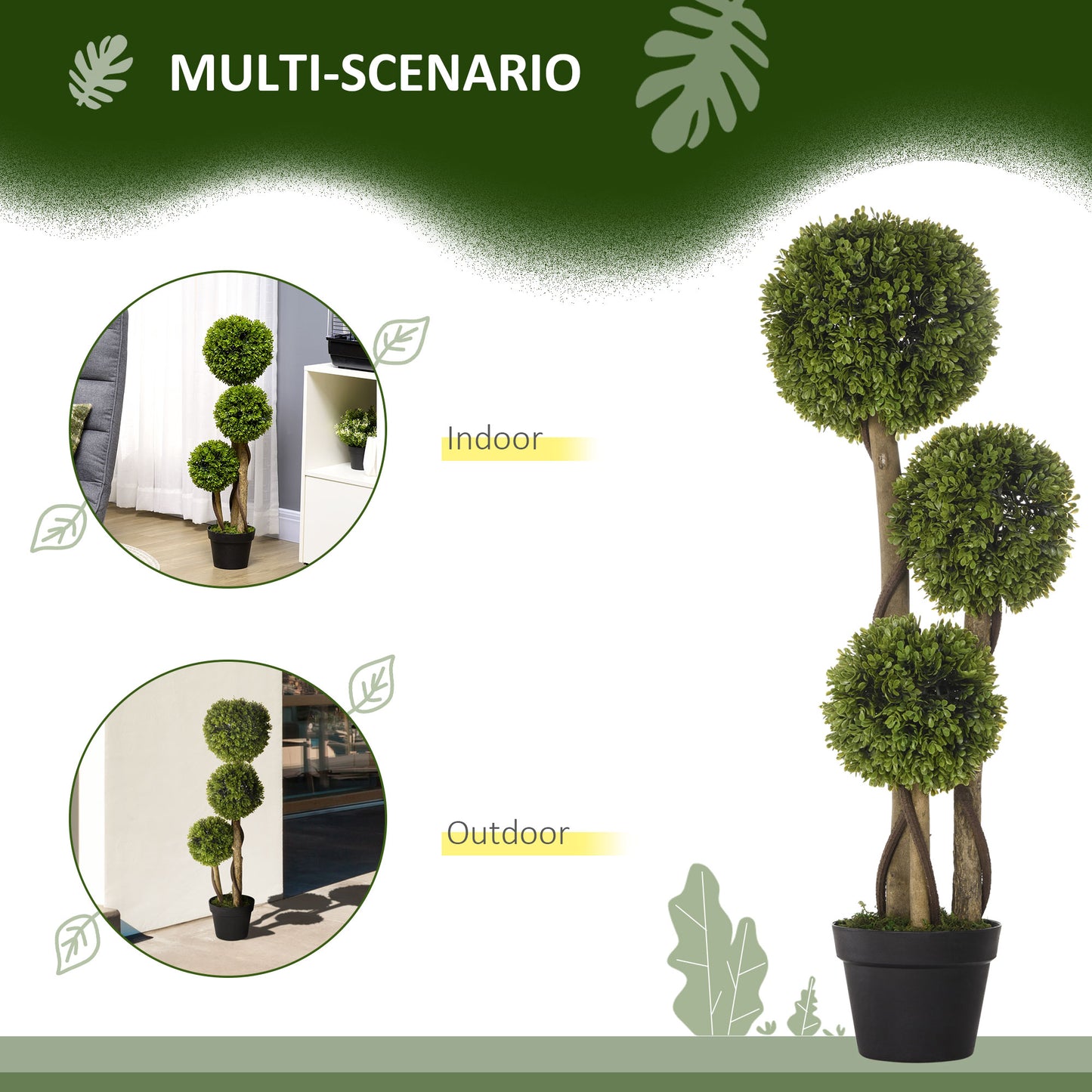 35.5" Artificial Boxwood Topiary Tree - Light Green
