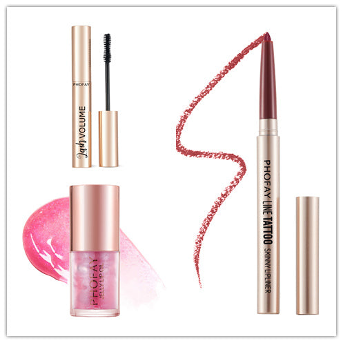 Volumizing Mascara and Lip Care Makeup Set - Waterproof & Moisturizing