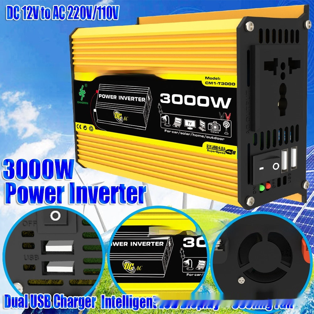 12V to 220V/110V 3000W Vehicle Solar Power Inverter Off-Grid High Frequency Conversion
