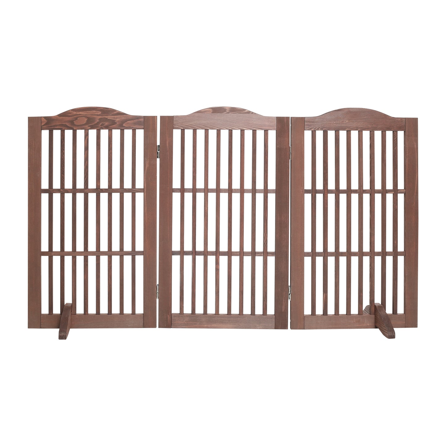 Wooden Foldable Pet Gate for Dogs - 30 Inch 3 Panels, Freestanding Doorway Fence, Brown