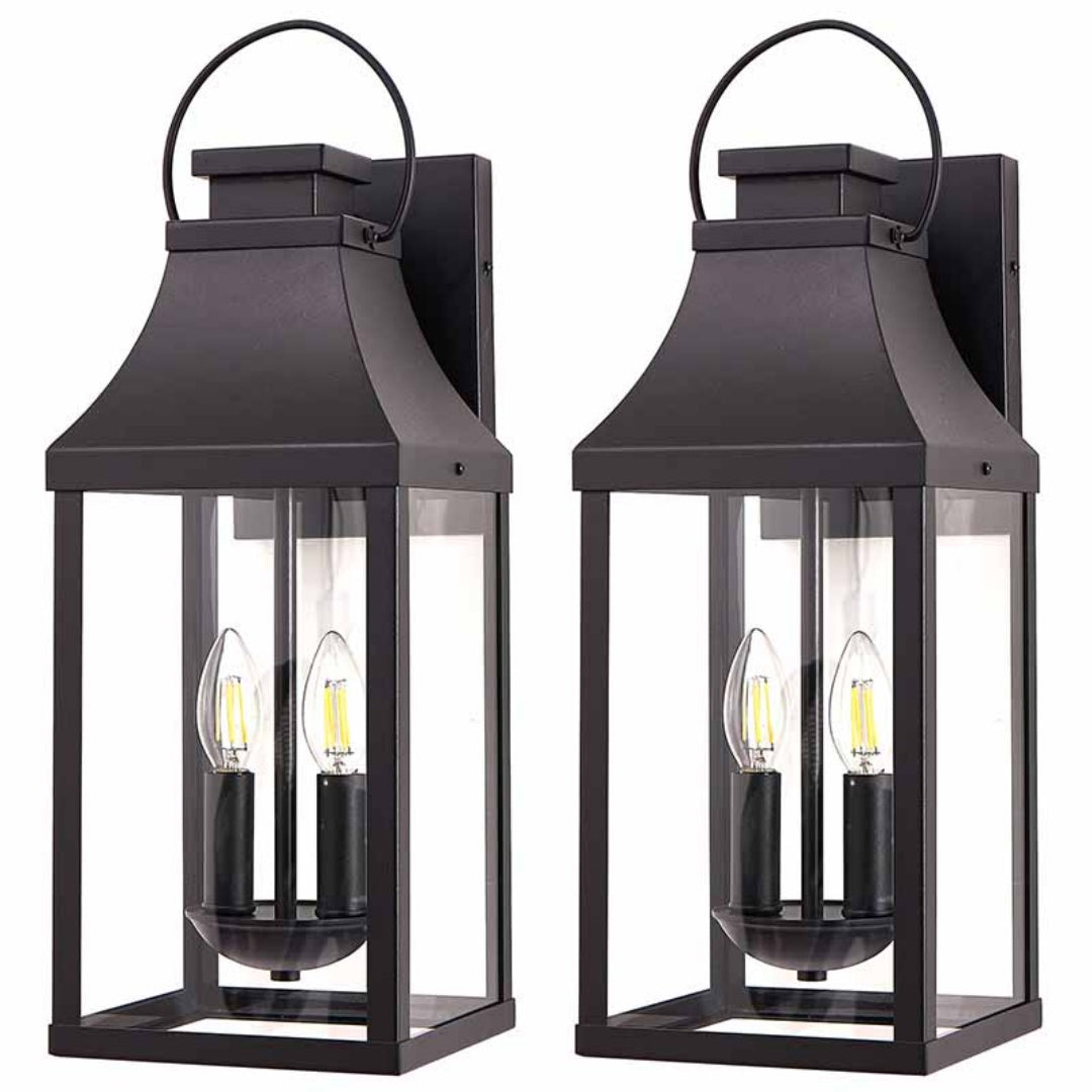 Modern Black Outdoor Wall Light Fixture - 2-Light Sconce