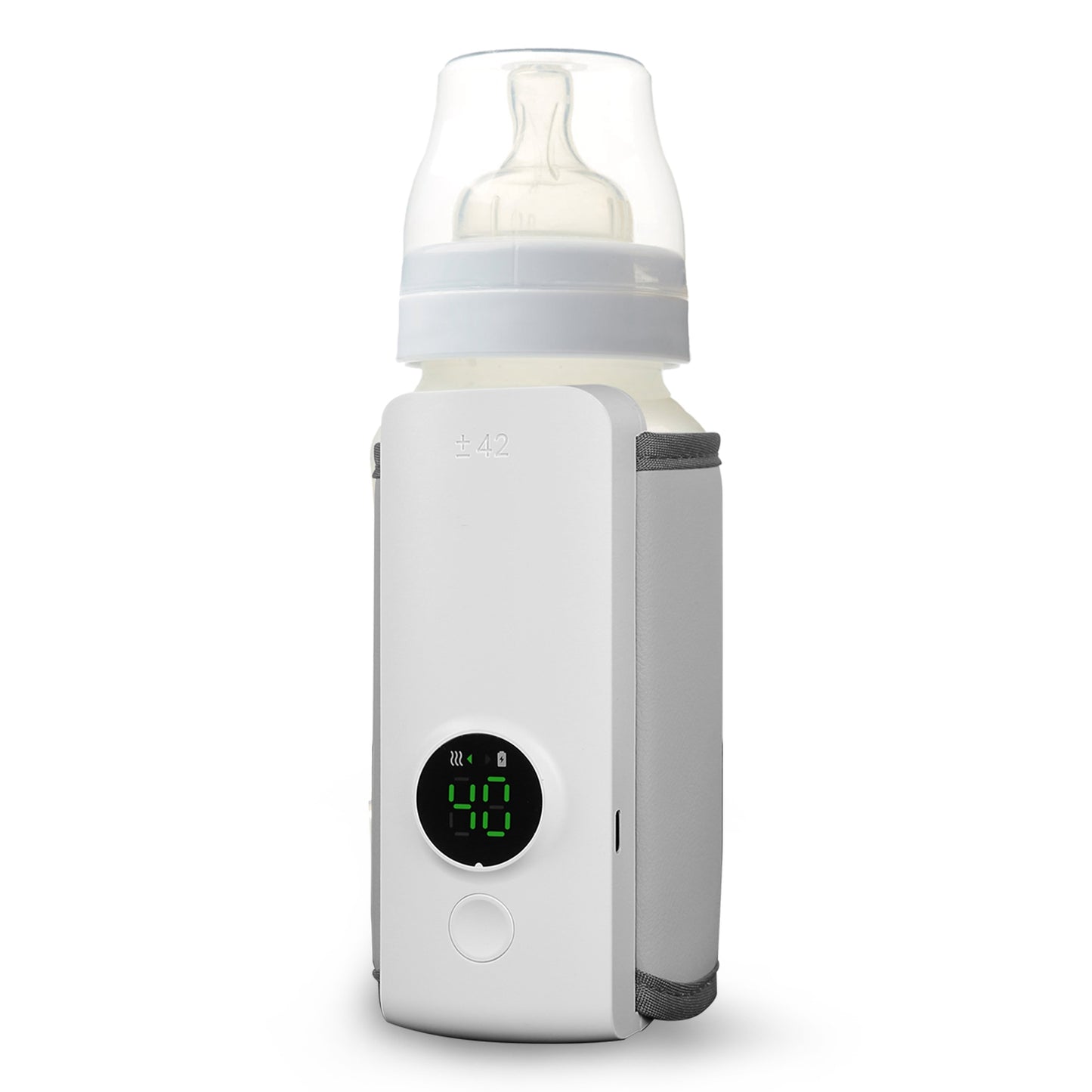 Portable Baby Bottle Warmer with 6 Heating Levels, USB Rechargeable, Keeps Milk Warm Up to 5 Hours - White