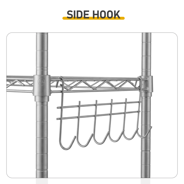 6-Tier Adjustable Iron Display Rack with Hooks & Wheels