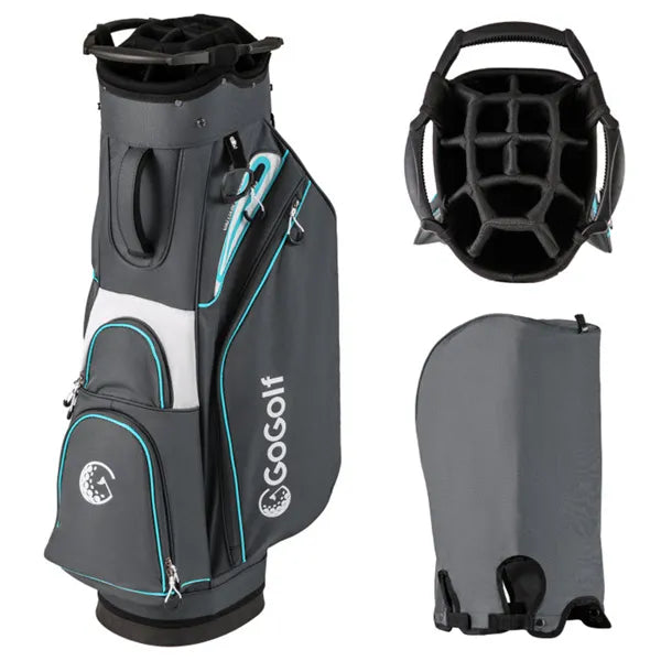 14-Way Golf Cart Bag with 6 Pockets & Cooler - Gray/Blue