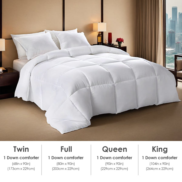 Large White Plaid Duvet Inserts - 2-Pack Soft & Comfortable