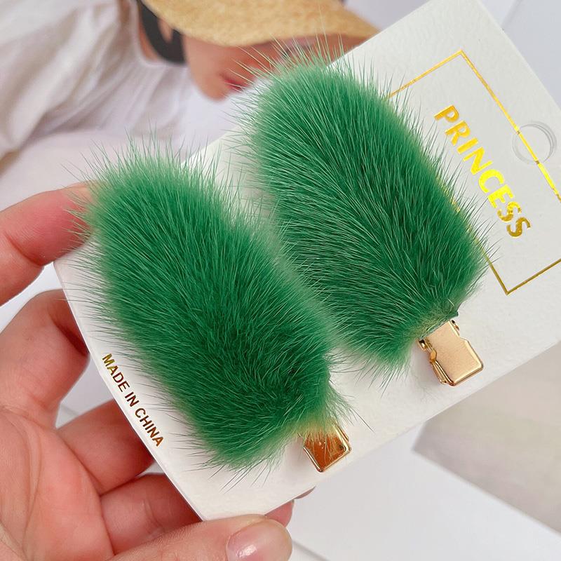 Women's Mink Hair Seamless Plush Hairpin - Retro Japanese Korean Style