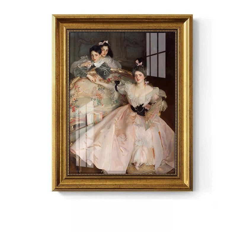 European American Style Decorative Oil Painting with Gold Frame - Landscape or Character