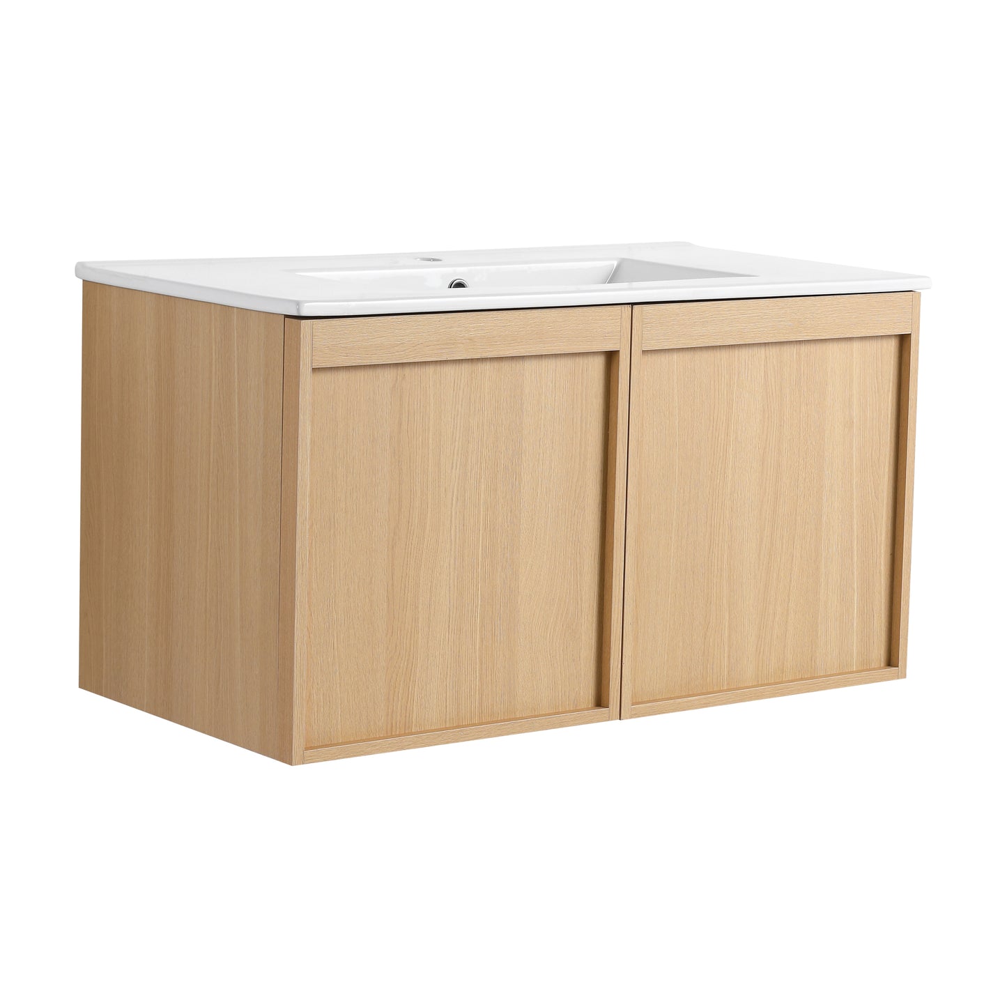 36" Wall-Mounted Bathroom Vanity with Sink - Light Oak