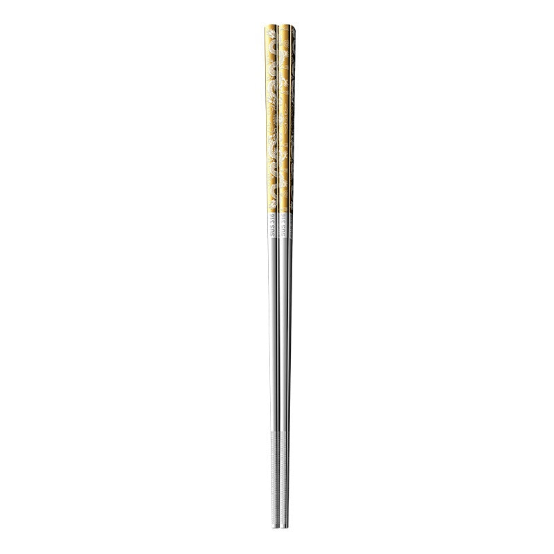 Stainless Steel Chopsticks with Dragon Pattern - Food Grade Kitchen Utensils