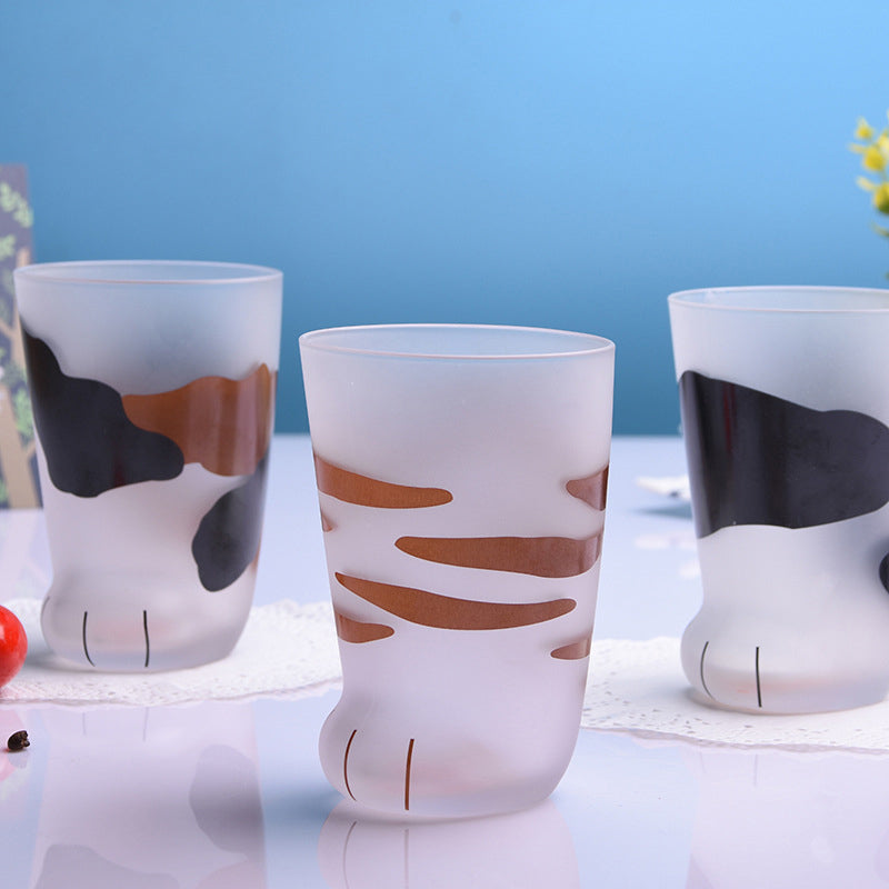 Cute Cat Paws Glass Mug - 300ml Heat-Resistant Tumbler