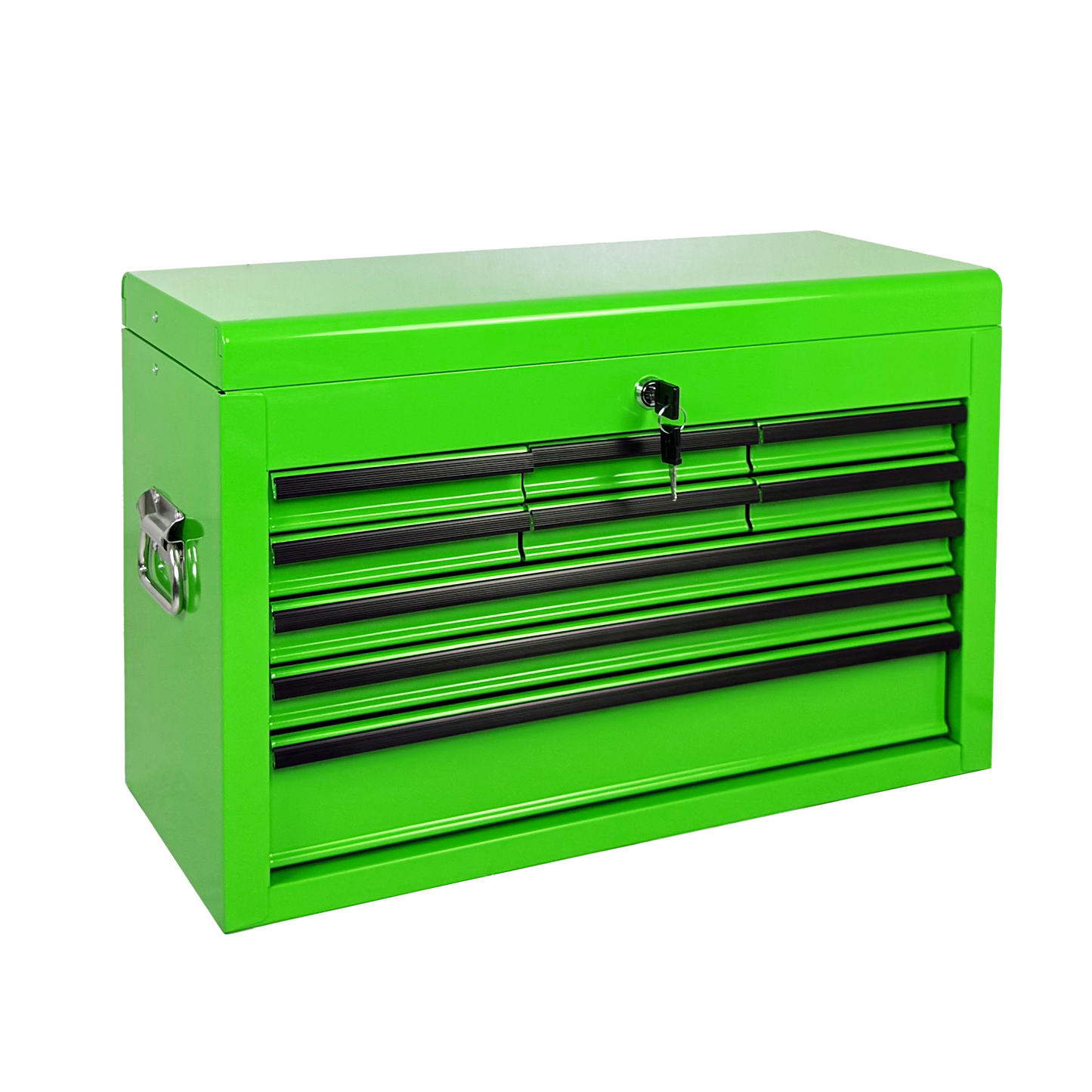 Heavy Duty Metal Tool Box 24 Inch with 9 Drawers - Portable Steel Organizer in Green