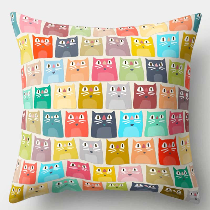 Color Pillow Cover 45x45cm Plush Cat Pillowcase Home Decor