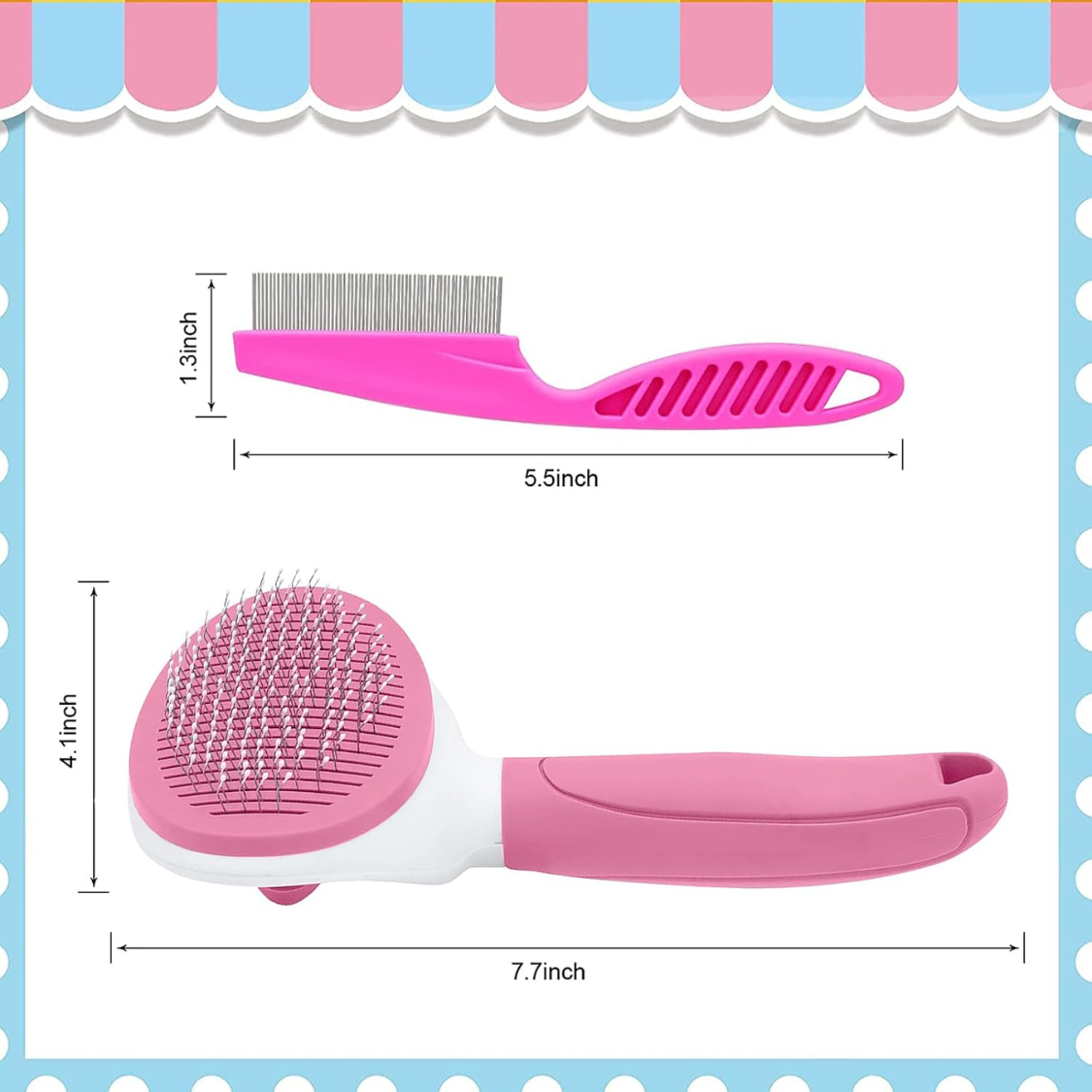 Pet Hair Remover & Grooming Brush for Cats & Dogs - Self-Cleaning Shedding Tool