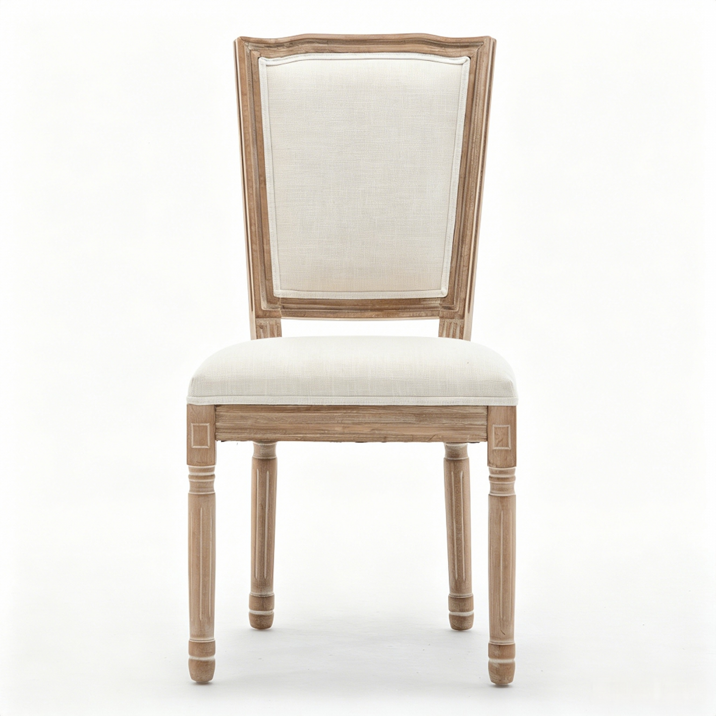 Farmhouse Dining Chairs - Solid Wood Frame with Cushioned Seat, Set of 2, Beige