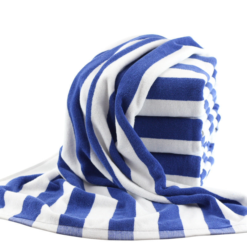 Extra Large Cotton Beach Towel with Striped Pattern - 70x150cm, Multiple Colors