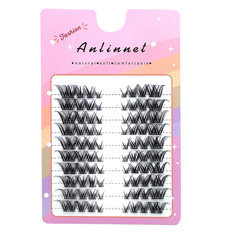 False Eyelashes 10 Rows Oblique Flying Cluster Natural Look