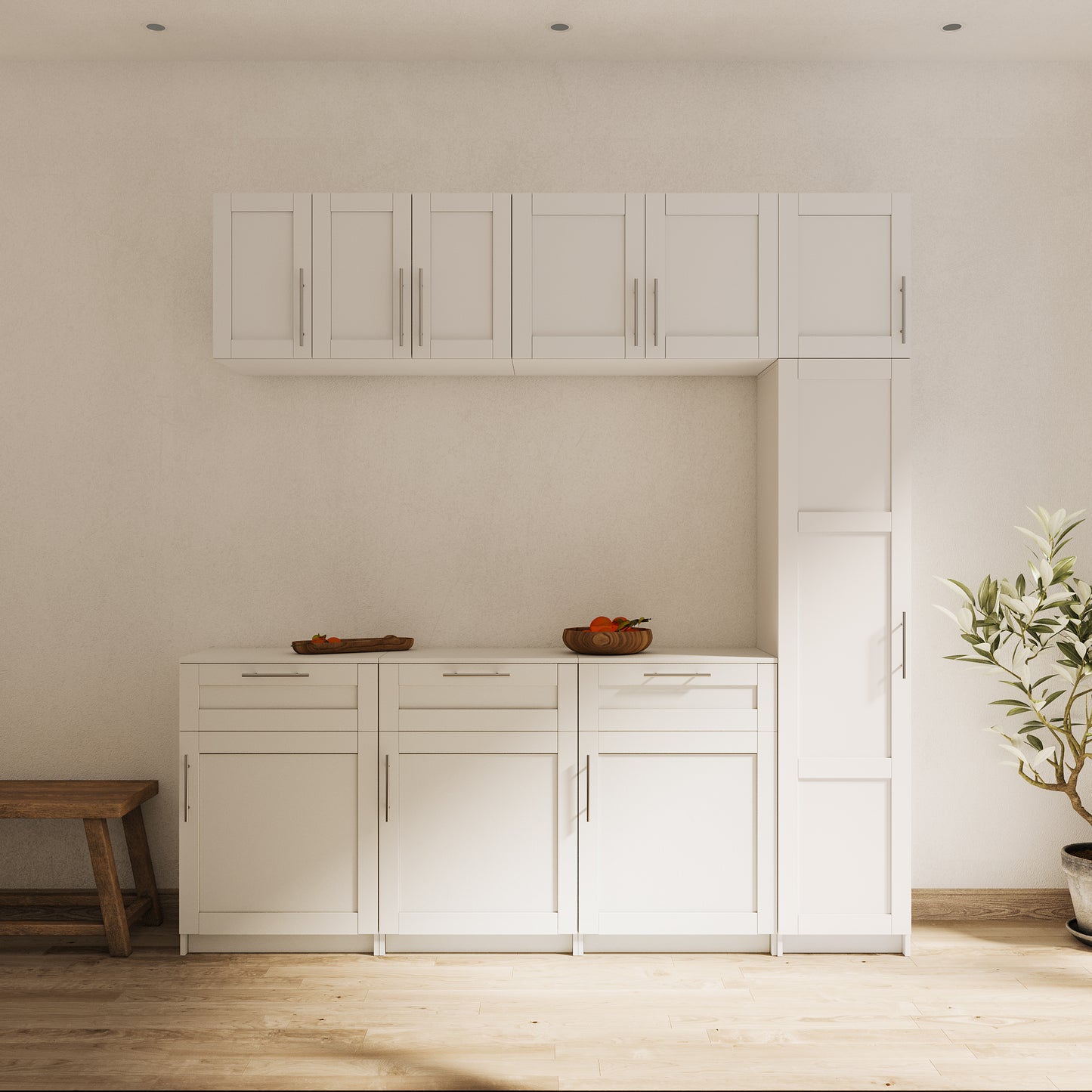 Stackable Wall Mounted Storage Cabinet - 15.75" D x 35.43" W x 19.69" H - White