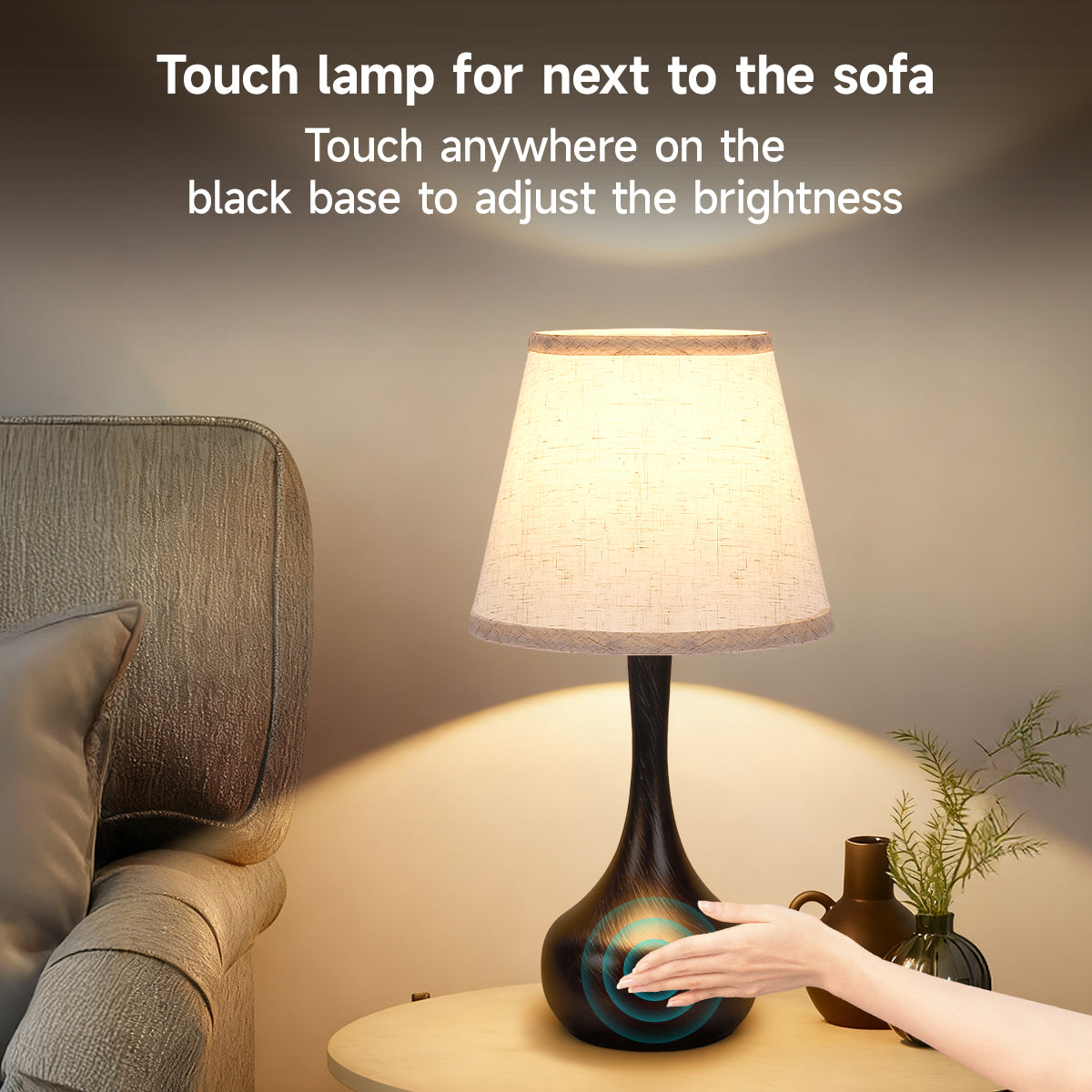 Touch Dimmable Bedside Lamps Set of 2 - LED Bulbs Included