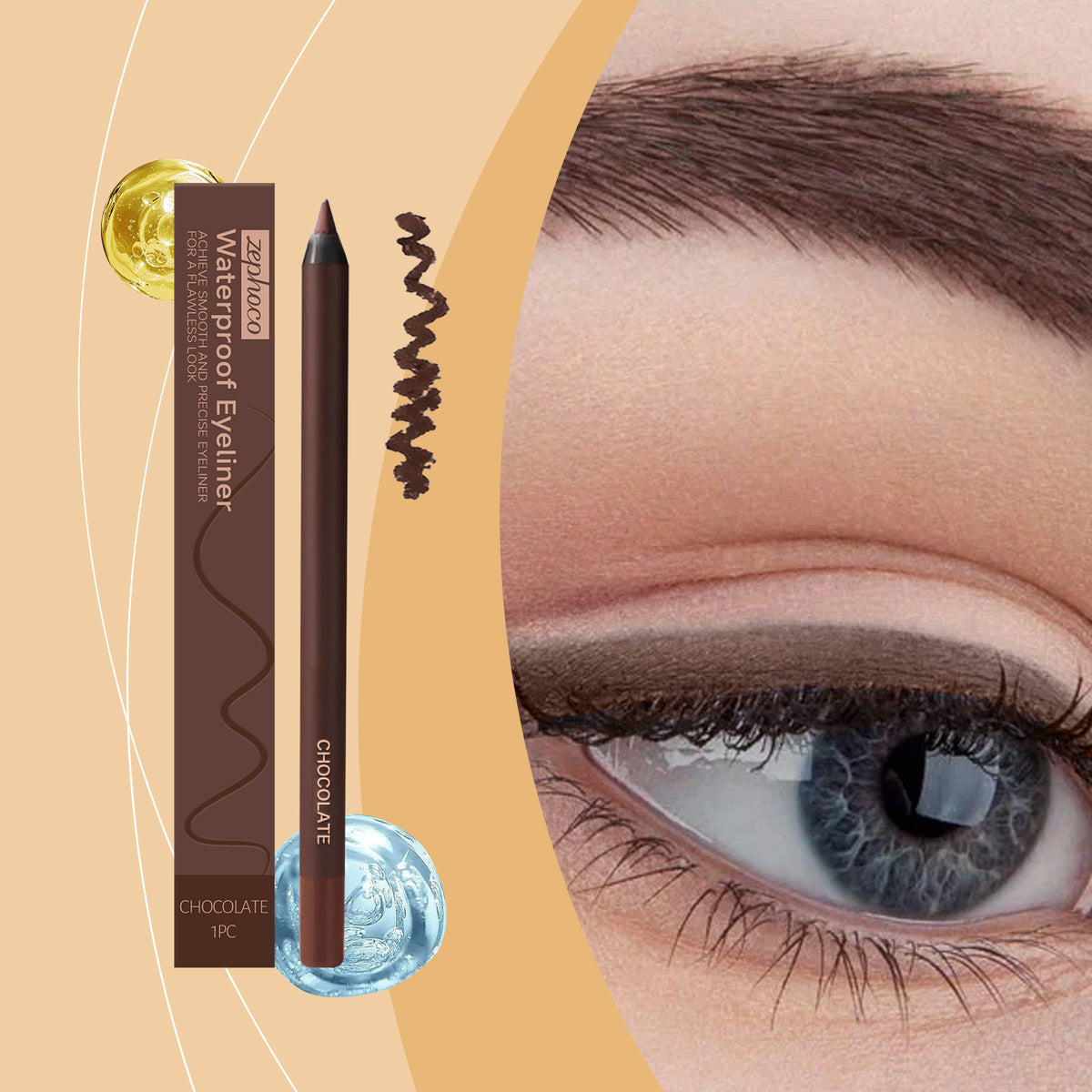 Waterproof Chocolate Eyeliner - Long-Lasting Makeup for Eyes 30ml
