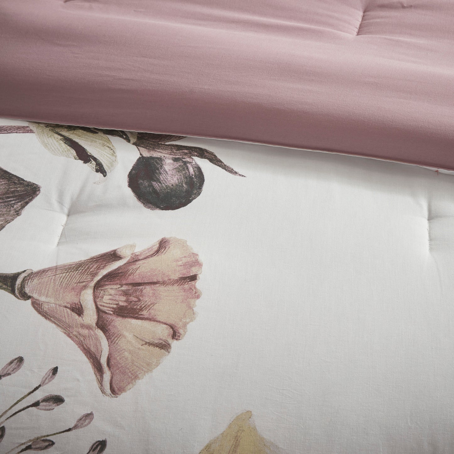 8 Piece Cotton Printed Comforter Set Blush Cal King