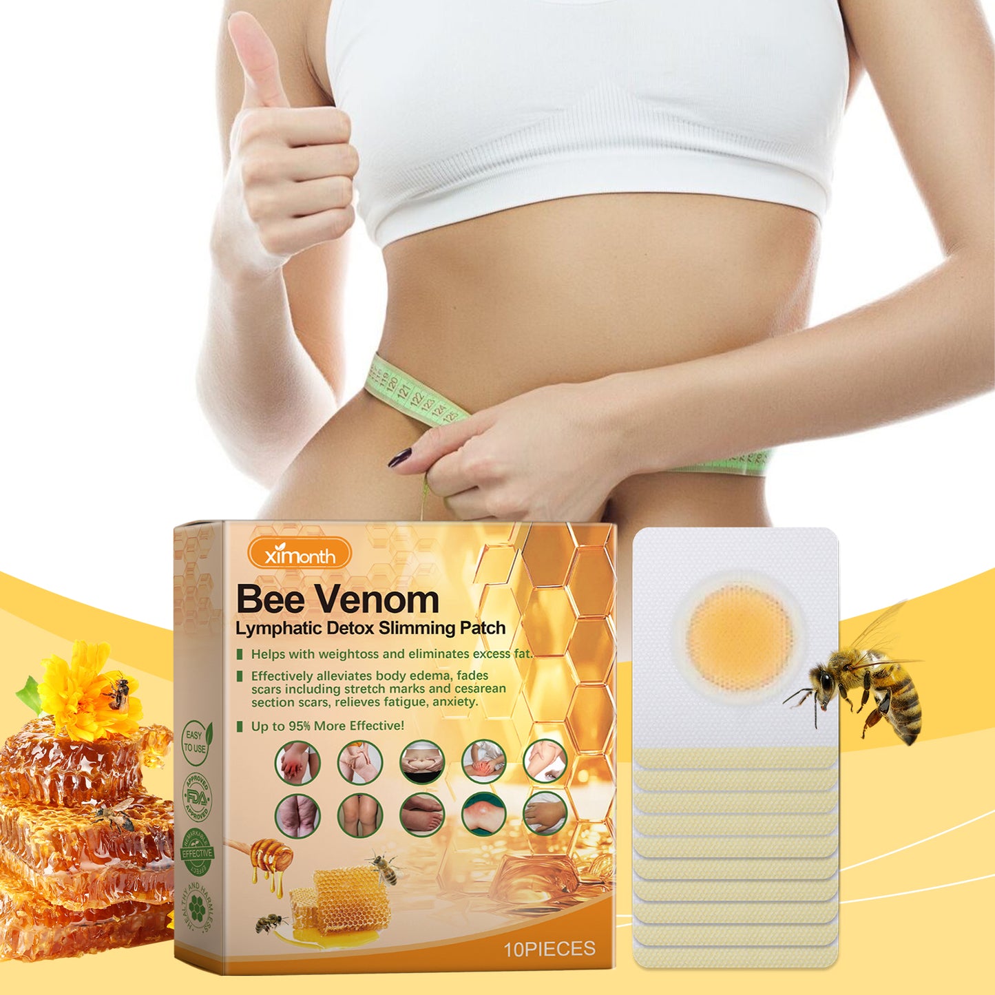 Bee Venom Slimming Patch - 10-Piece Body Shaping & Skin Firming Treatment