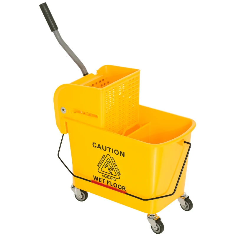21 Quart Mop Bucket with Wringer on Wheels - Yellow