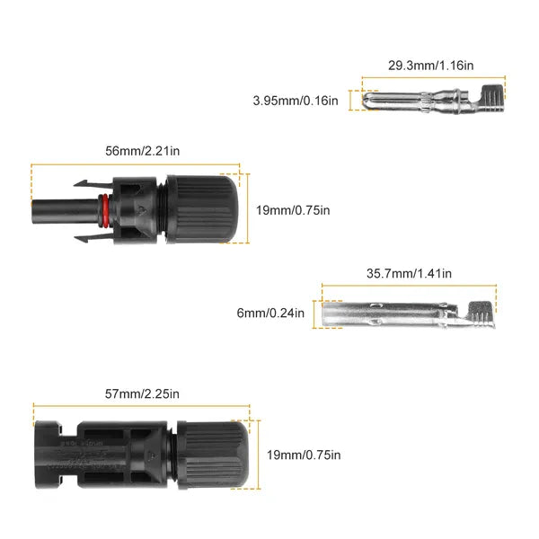 10 Pairs Waterproof Solar Panel Connectors Male Female IP67 Power Adapter