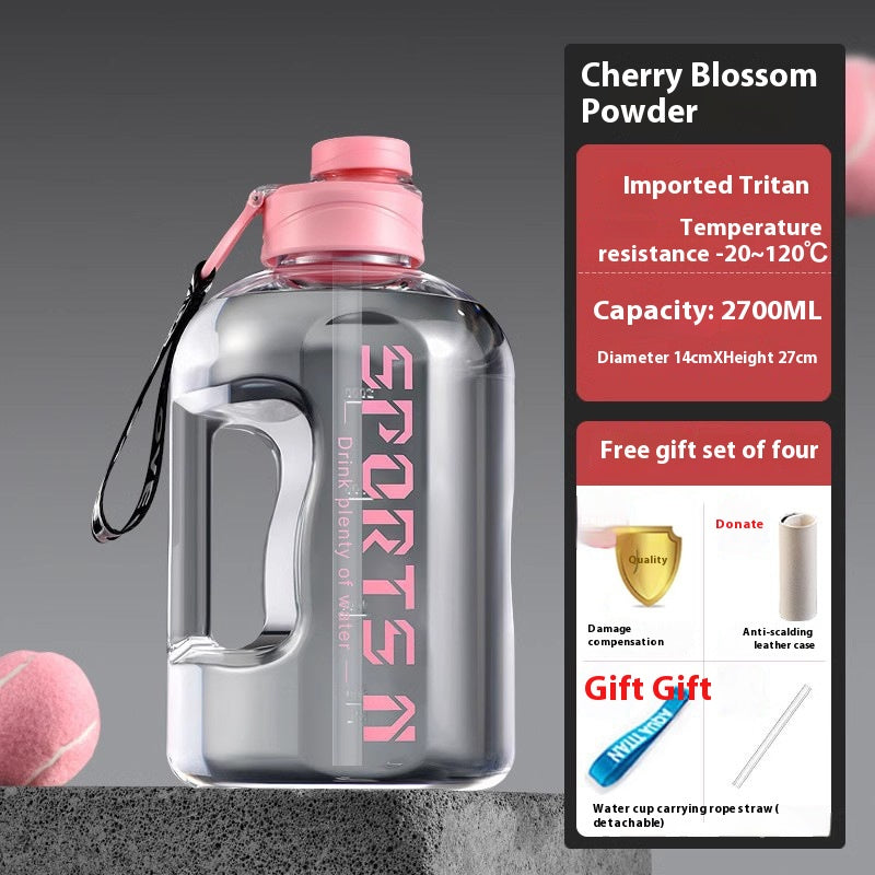 Large Capacity Sports Water Bottle - 2.7L Tritan Hydration Bottle for Fitness & Exercise