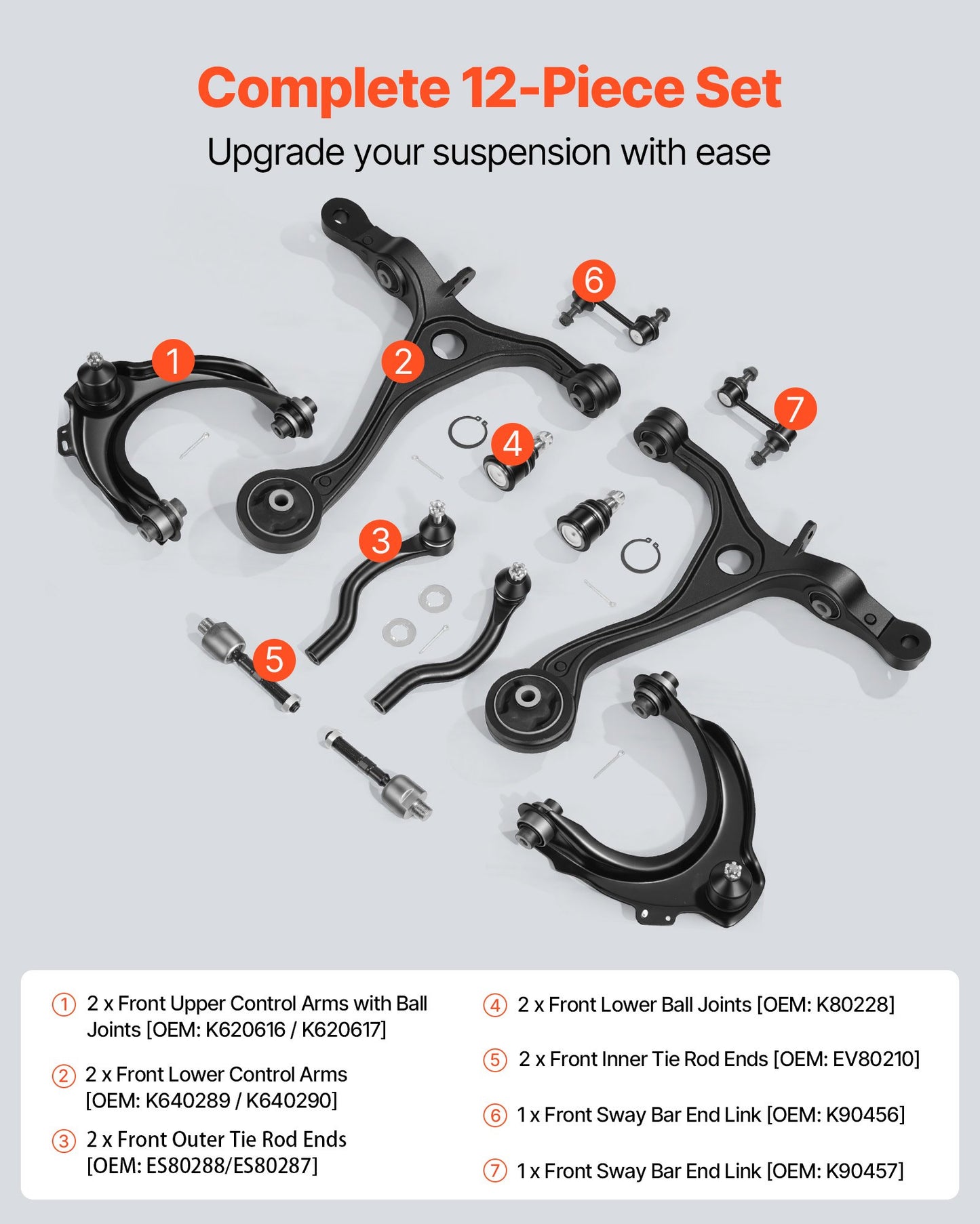 Control Arms Kit for Acura TSX & Honda Accord Suspension Replacement - 12PCS