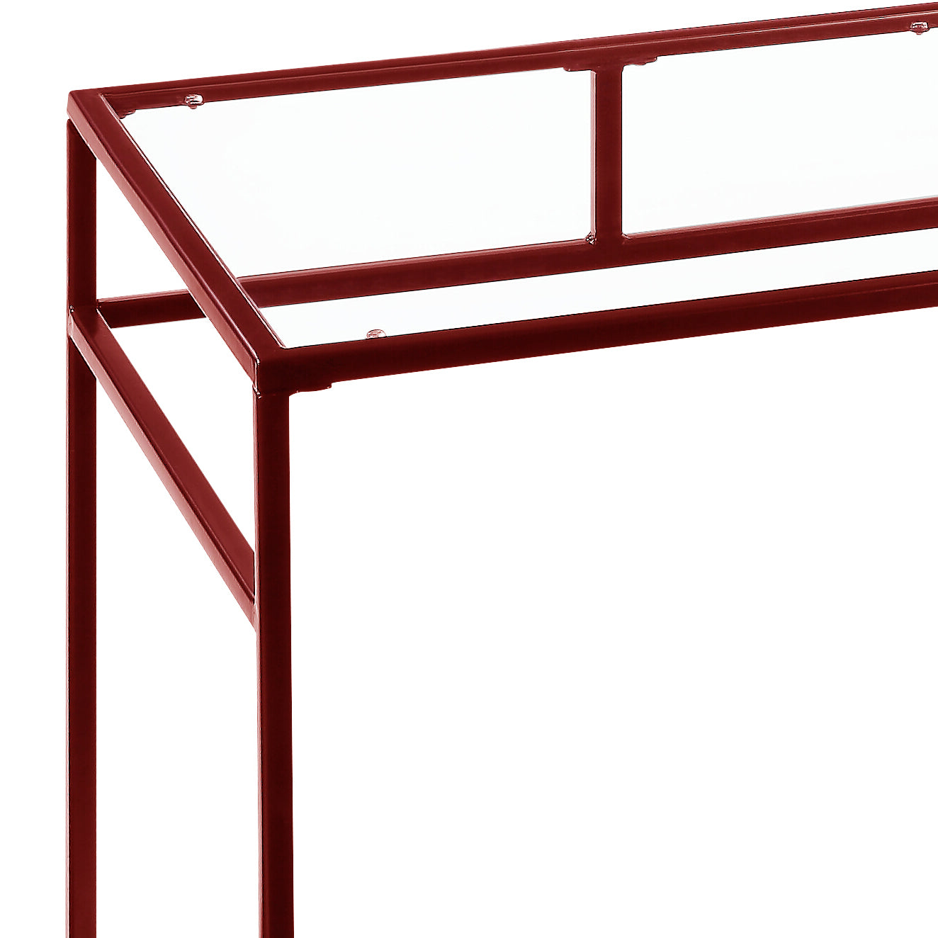Yasin Red Finish Glass Top Writing Desk - 48x24 Inches