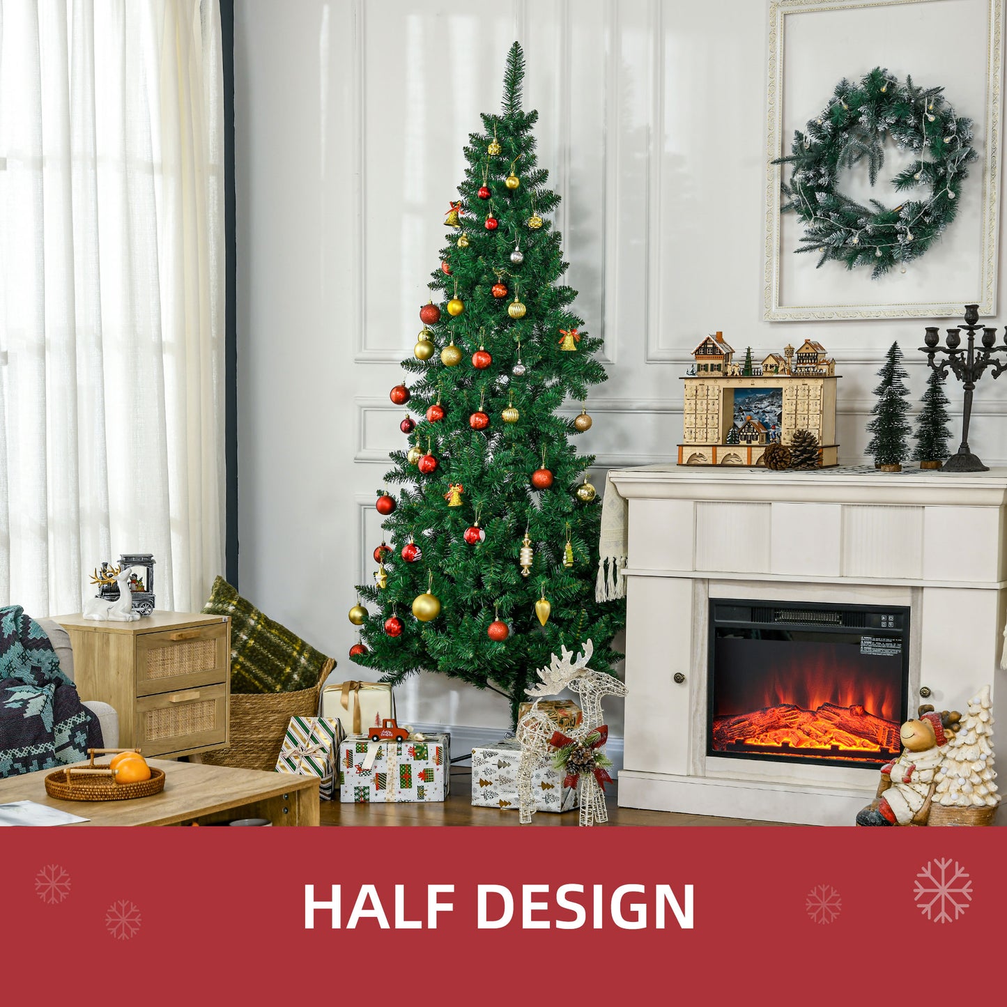 5ft Half Christmas Tree - Green, Auto Open Design