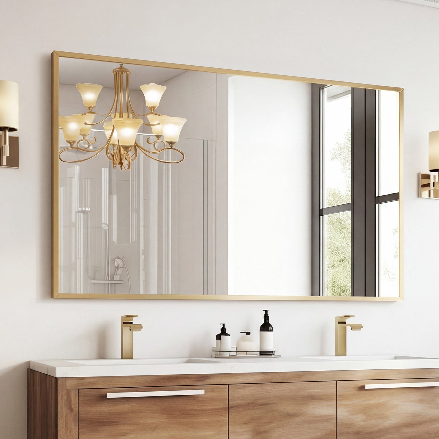 Above The Countertop, There Is A Rectangular Wall-mounted Bathroom