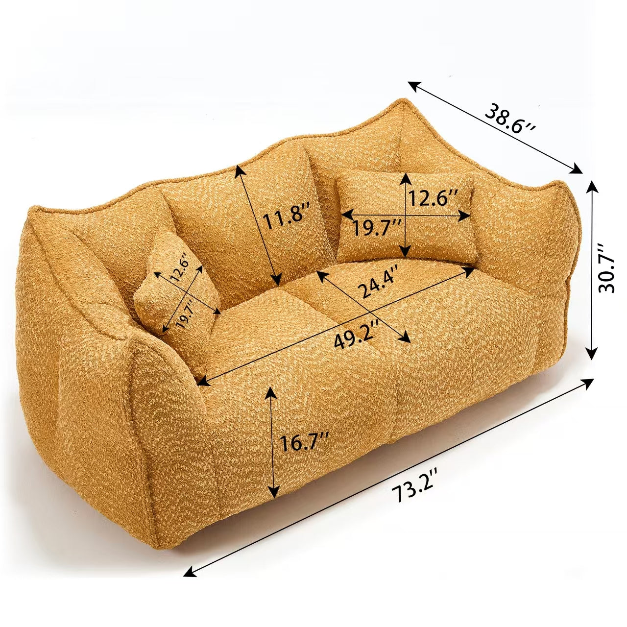 Yellow Beanbag Chair with Foam Core for Comfort & Relaxation