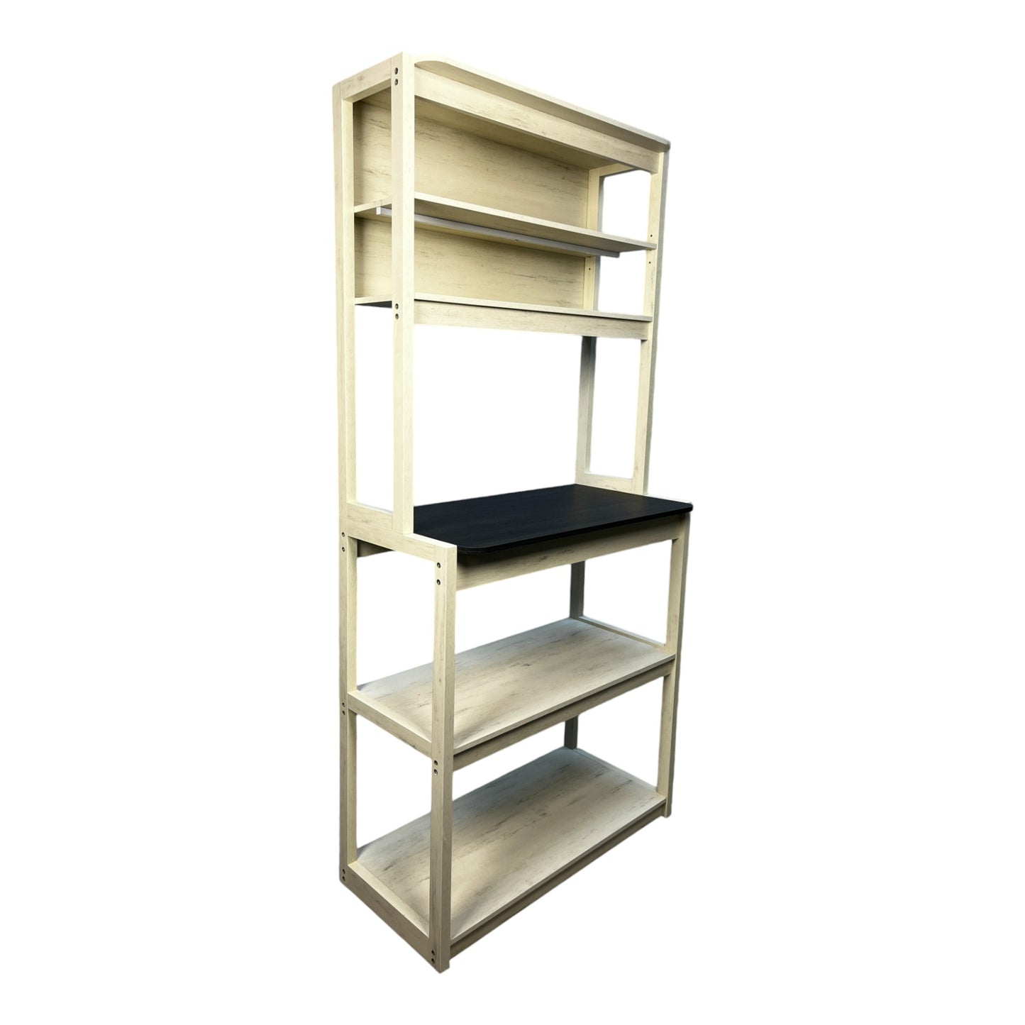 5-Tier Kitchen Packer Rack - White & Black Shelving Unit