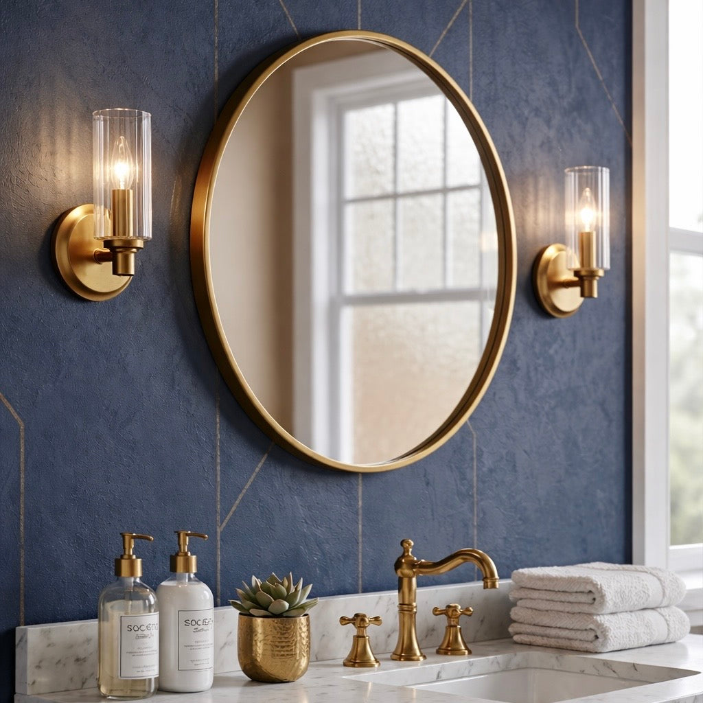 Jardin Single Light Wall Sconce With Clear Ribbed Glass - Satin Brass